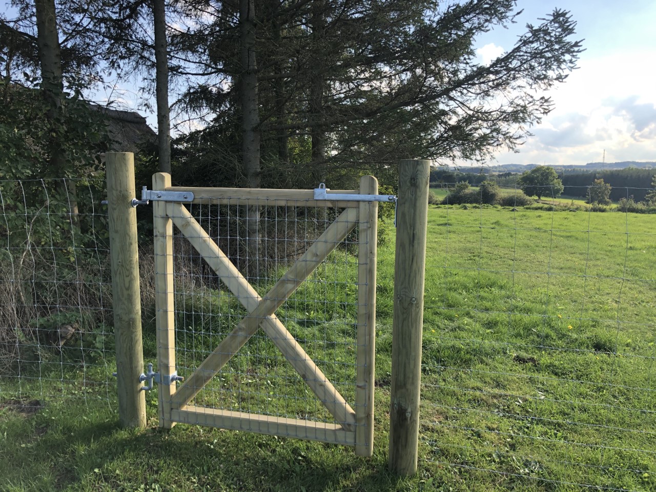 I forlængelse af et nethegn, er der opsat en Country Estate låge
